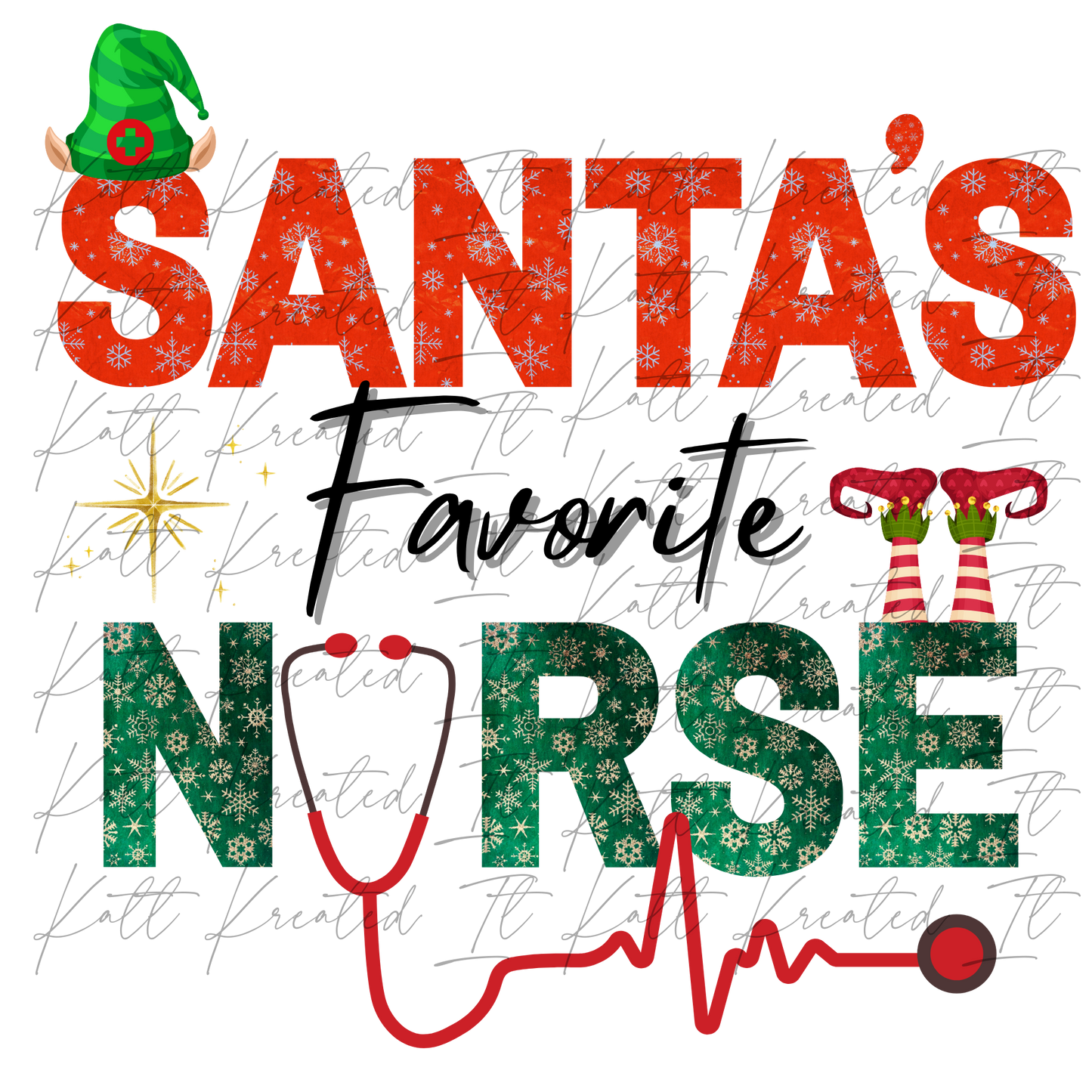 Santa's Favorite Nurse PNG *DIGITAL DOWNLOAD ONLY*