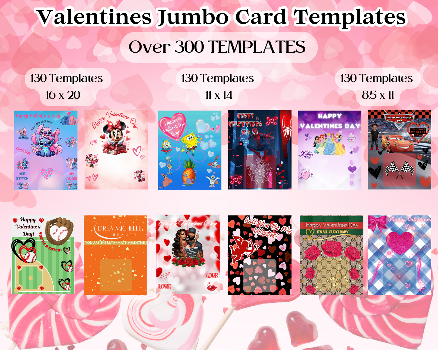 Valentine's Jumbo Card Template (Over 300 Templates) *DIGITAL DOWNLOAD ONLY*