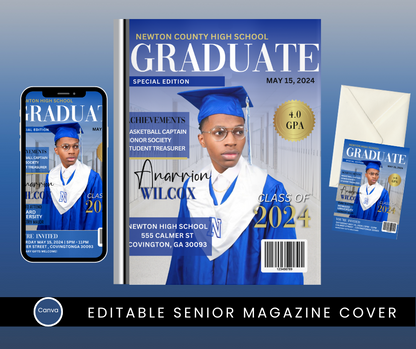 Graduation Magazine Cover (9 Editable Canva Templates) *DIGITAL DOWNLOAD ONLY*