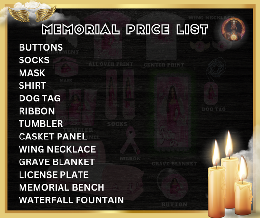 Memorial Price List *DIGITAL DOWNLOAD ONLY*