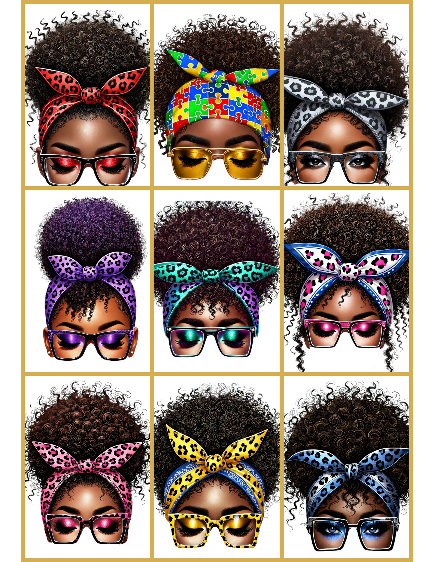 Messy Bun Girls Bundle Editable Canva Design (half face) *DIGITAL DOWNLOAD ONLY*