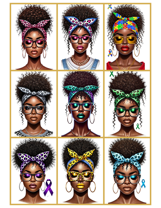 Messy Bun Girls Bundle Editable Canva Design (full face) *DIGITAL DOWNLOAD ONLY*