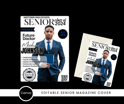 Graduation Magazine Cover (9 Editable Canva Templates) *DIGITAL DOWNLOAD ONLY*